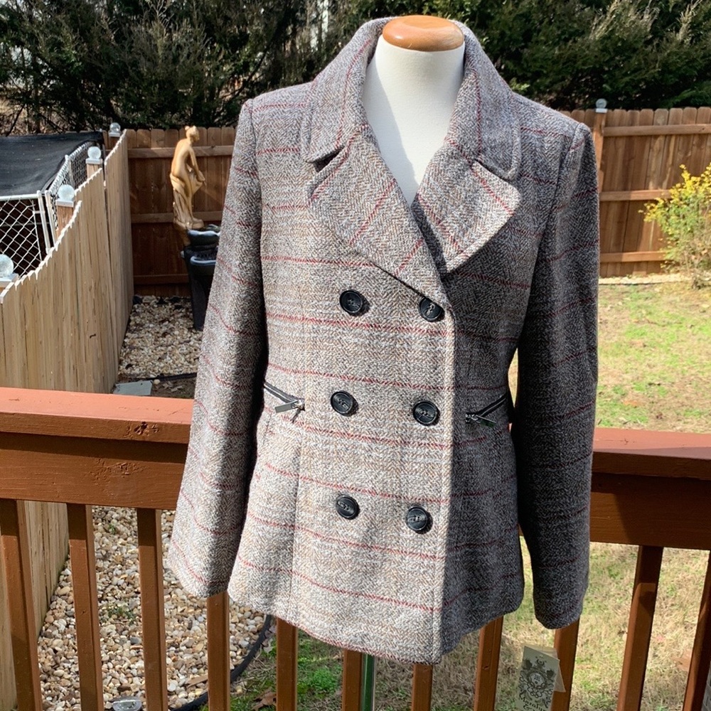 MARALYN & ME Juniors' Notched-Collar Double-Breasted Peacoat - Medium - Picture 2 of 11